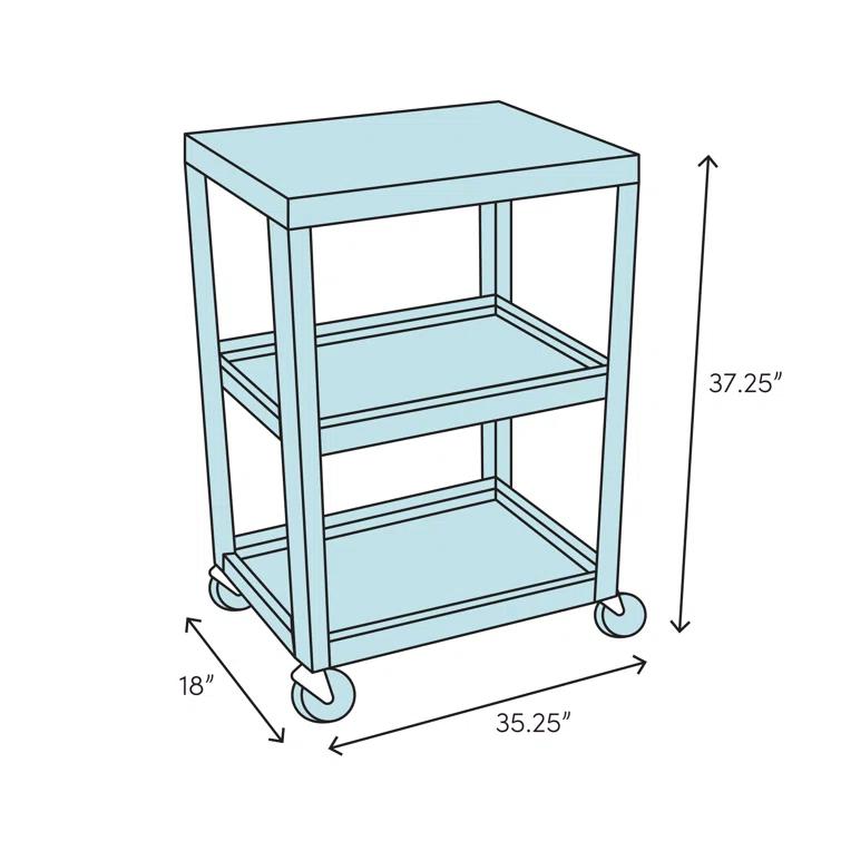Luxor E Series Heavy Duty Utility Cart with 2 Tub and 1 Flat Shelves