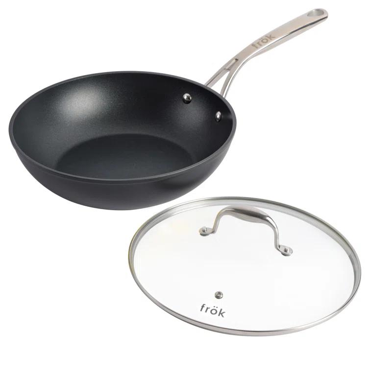 frök Frök Non-Stick Fry Pan Meets Wok With Lid, 11-Inch, Black & Silver