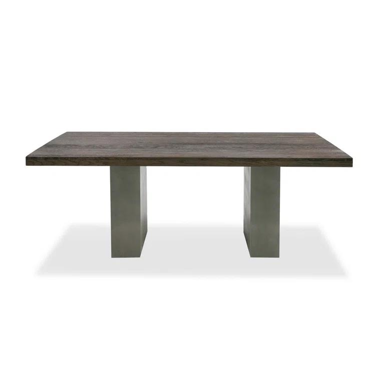 Benjara Cid Ari Dining Table, Rectangular Top, Gray