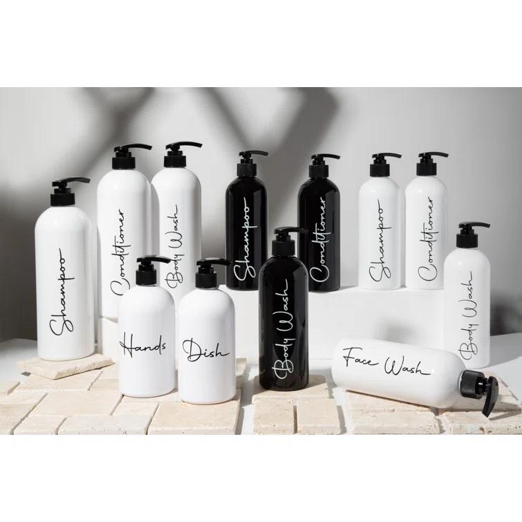 Alora Home Essentials Modern Refillable Shampoo and Conditioner Bottles | 16 Fl oz. | Set of 3