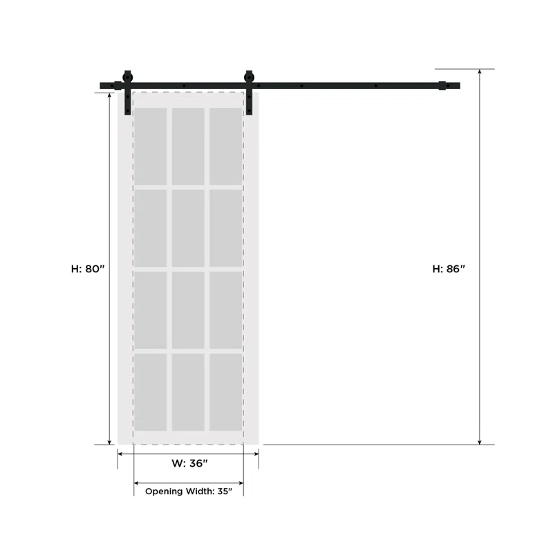SARTODOORS Lucia Clear Glass Paneled Wood Barn Door
