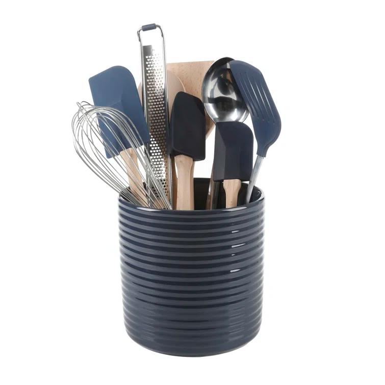 Martha Stewart Martha Stewart 10 Piece Tools and Gadget Set W/ Ceramic Crock - Navy Blue