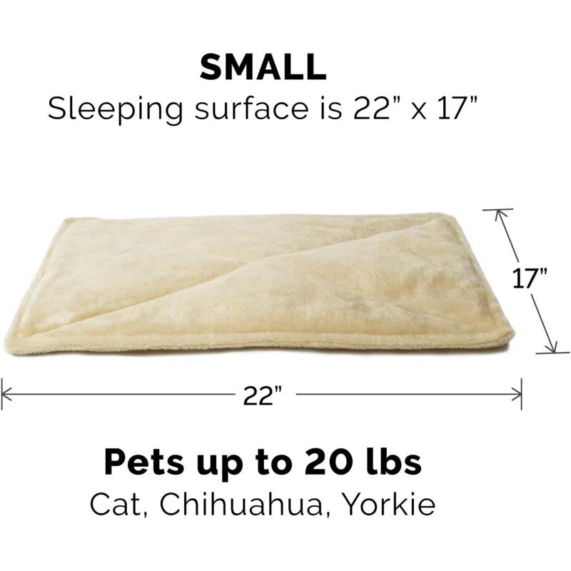Thermanap Self-Warming Cat Bed For Indoor Cats & Small Dogs, Washable & Reflects Body Heat - Quilted Faux Fur Reflective Bed Mat - Cream, Small
