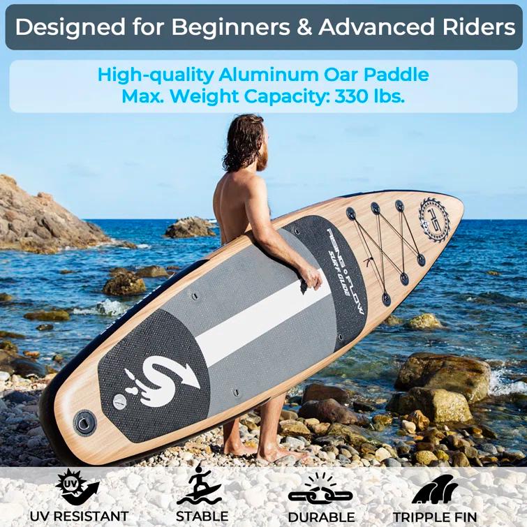 SereneLife Serenelife Inflatable Stand Up Paddle Board (6 Inches Thick) With Premium SUP Accessories & Carry Bag | Wide Stance, Bottom Fin For Paddling, Surf Control, Non-Slip Deck | Youth & Adult Standing Boat SLSUPB754