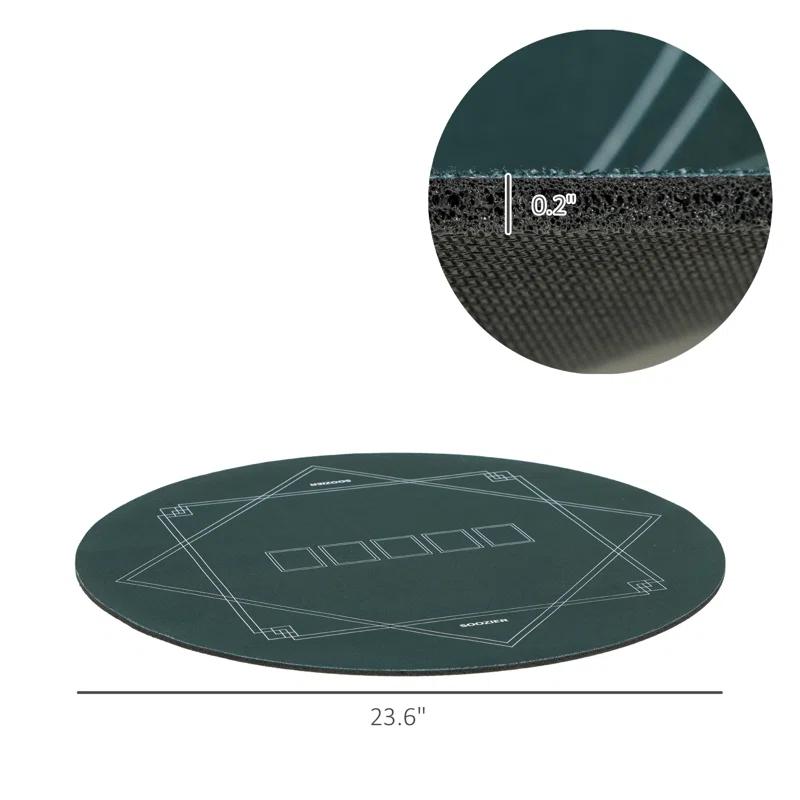 Soozier 24 inch Round Poker Mat, Texas Hold'em Non-Slip Rubber Poker Table Top, Water-Resistant Portable Poker Table Mat with Smooth Surface Carrying Bag