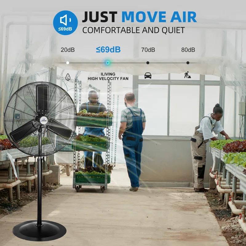iLIVING iLIVING ILG8P31-93 30" Commercial Pedestal Oscillating Fan - Shop, Garage, Warehouse - 120V, 1.8A , 8400 CFM