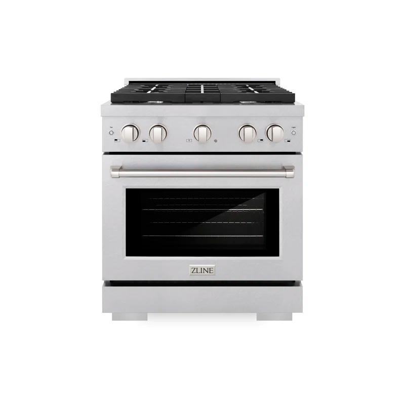 ZLINE Satin ZLINE 30 in. Paramount Gas Range w/ 4 Burners & Convection Oven w/ Door SGRS-30