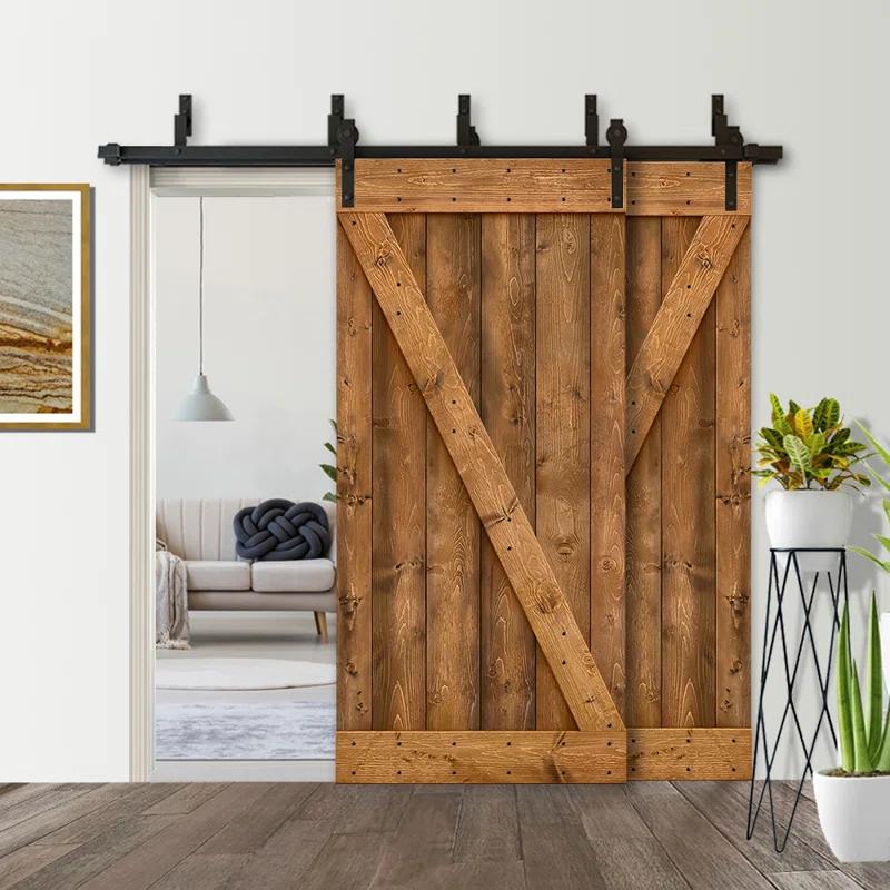 Calhome 84'' Solid Wood Paneled Painted with Installation Hardware Kit Barn Door