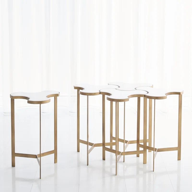 Studio A Home Link Bunching Table-Gold w/White Marble Top