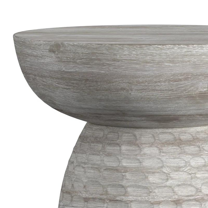 Simpli Home Boyd Solid Mango Wood Pedestal Accent End Table