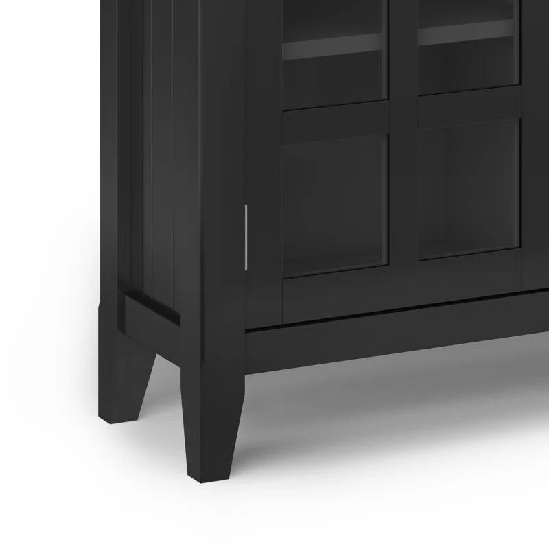 Simpli Home Acadian 36"W Solid Wood 2-Shelf Entryway Storage Cabinet with Glass Doors and 2 Drawers