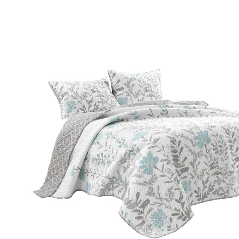Lush Decor Aprile Microfiber Reversible Traditional 3 Piece Quilt Set