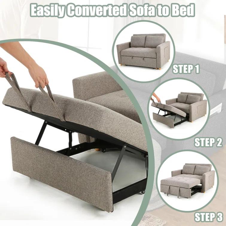 Ebern Designs Meit 49"W Convertible Sleeper Sofa 3-In-1 Reclining Sofa Bed Pull Out Couch Bed