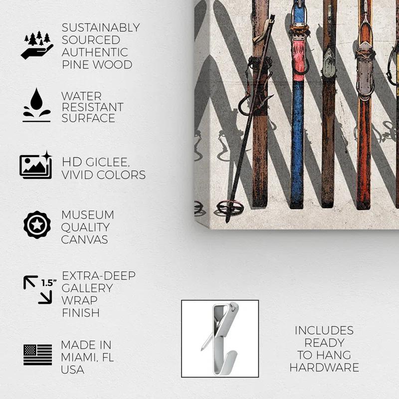 Art Remedy " Sports And Teams Vintage Skis, Modern & Contemporary Brown " by Oliver Gal
