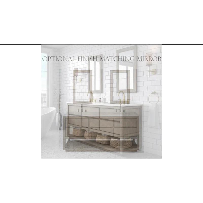 72'' Grey Oak Double Sink Vanity with Carrara Marble Countertop