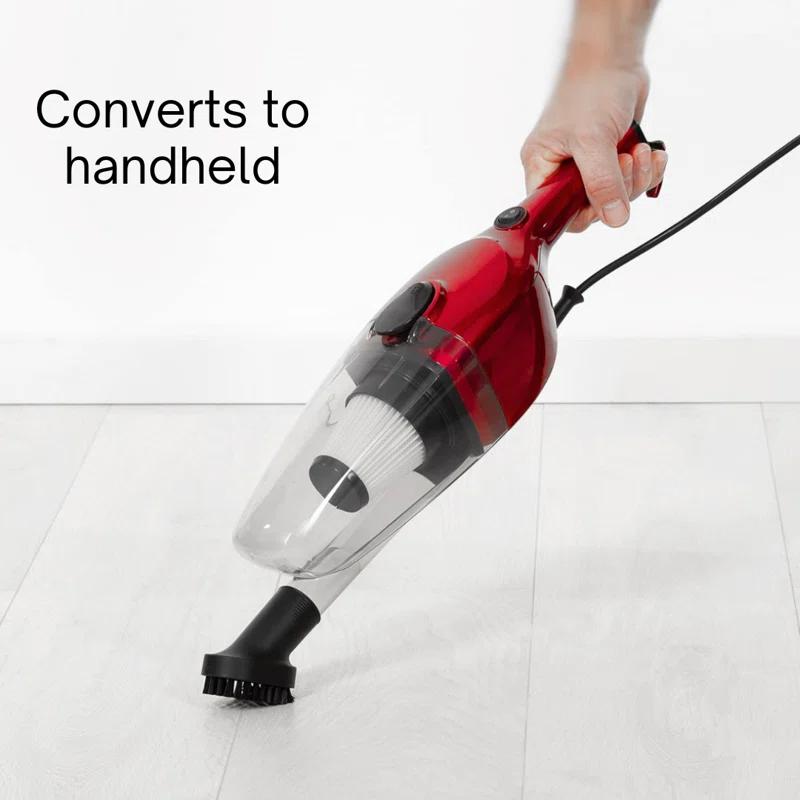 Ewbank Chilli Tempest 2-in-1 Vacuum Cleaner, Stick & Handheld, with 6 Attachments, Small, Lightweight (3 lb.), 600W, .5L Capacity, Red