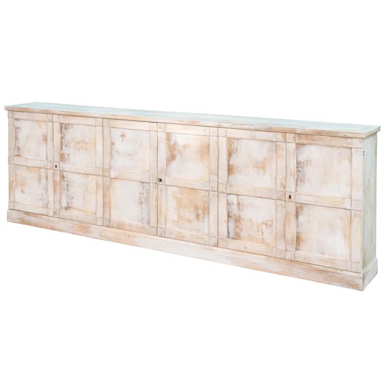 Luciana 112" Distressed White Wood Buffet