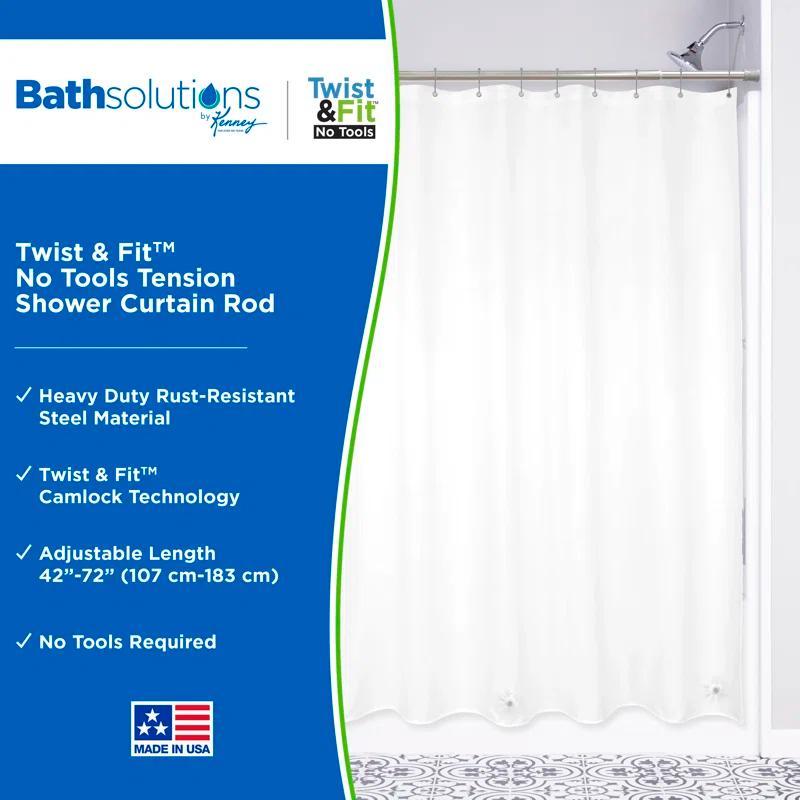 Kenney Twist & Fit Kenney Twist & Fit No Tools Tension Shower Curtain Rod, 42-72"