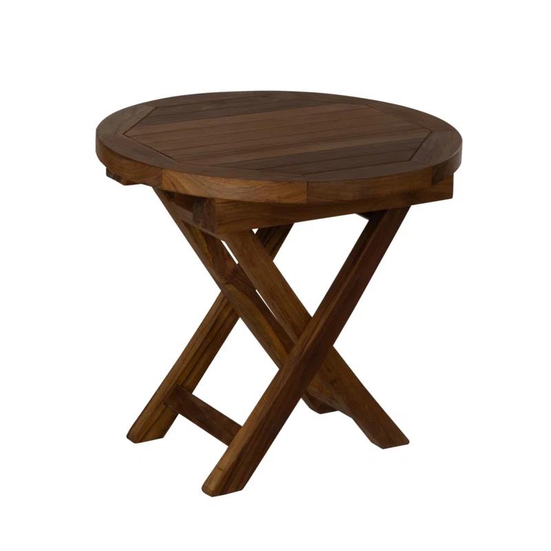 RRI Goods RRI Goods Teak Wood Folding Round Coffee Table, Teak Oil Finish for Camping & Outdoor Entertaining, Ideal Table for Backyard, Porch, Balcony (20"D x 20"W x 18"H)