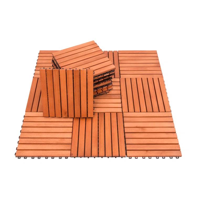 Vifah 12" x 12" Wood Interlocking Deck Tile in Tan (Set of 10)