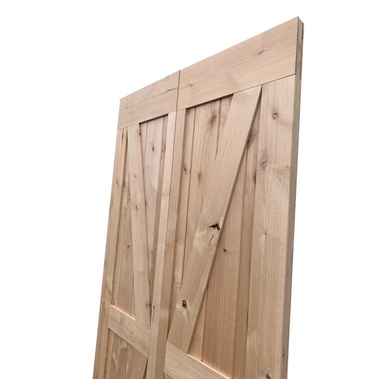 Lubann Paneled Solid Alder Wood Bifold Biparting Barn Door Slab