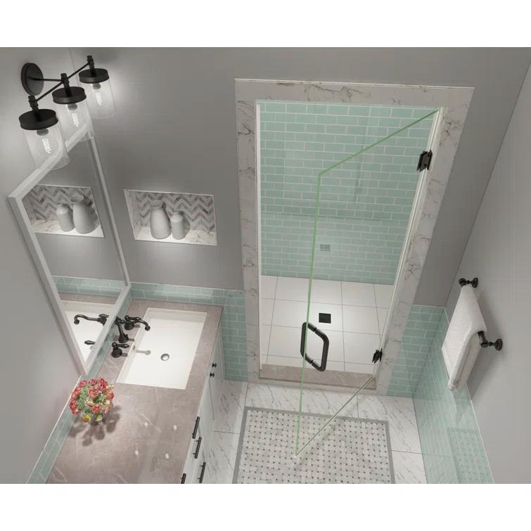 Aston Kinkade XL 23.75" - 24.25" W x 80" H Hinged Frameless Shower Door SDR997EZ-MB-2480