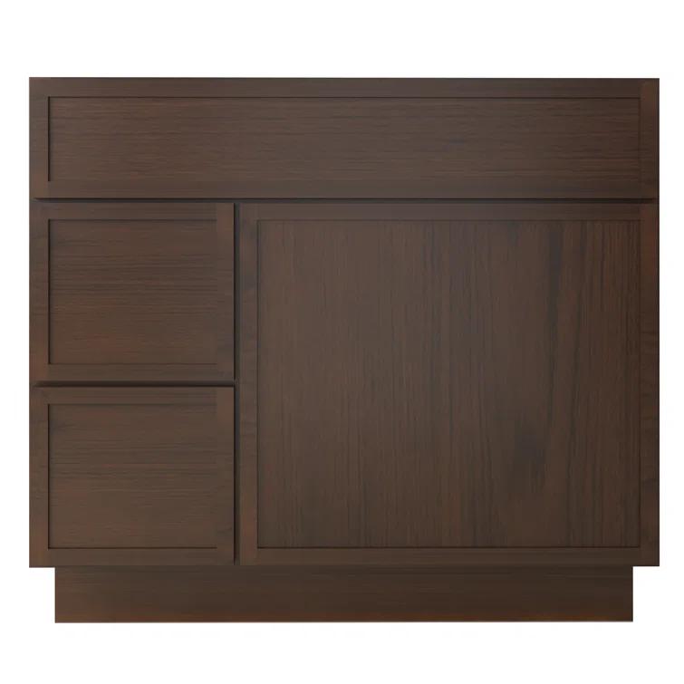 36" W Birch Plywood Freestanding Single Base 2 Drawers Storage Cabinet with Soft Close Door