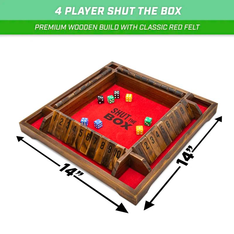 GoSports GoSports Shut the Box Premium Wooden Dice Game, Classic 4 Player Family Board Game