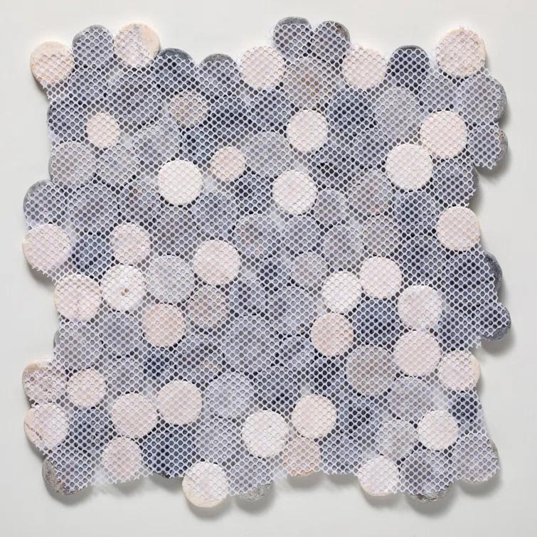 Cruz Bay Studio 11.5" x 11.5" Random Sized Natural Stone Penny Round Mosaic Wall & Floor Tile