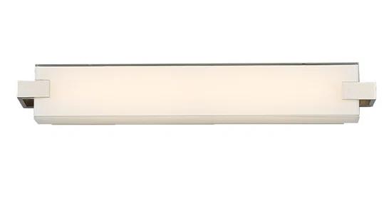 Bliss 22" Nickel LED Bath Bar with White Mitered Glass
