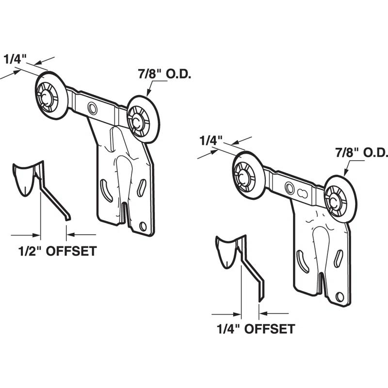 Sliding Closet Door Tandem Roller Kit (Set of 2)