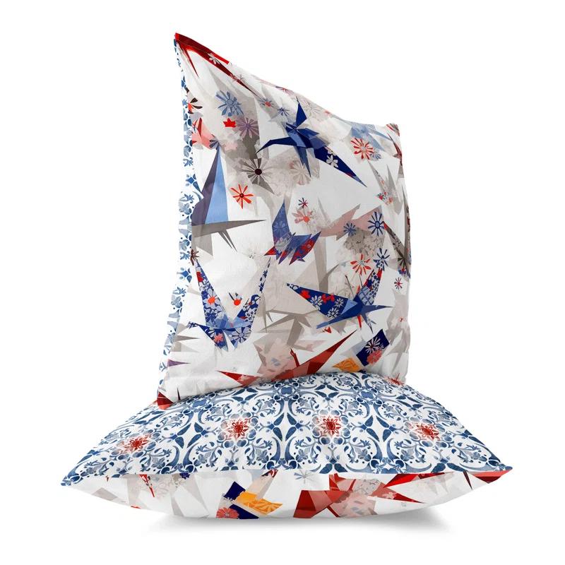 Amrita Sen Origami Elegance Indoor/Outdoor Reversible Throw Pillow