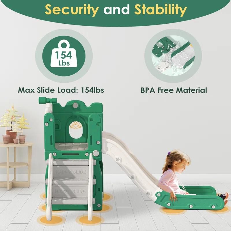 7 in 1 Kids Slide, Toddler slide with Climber Outdoor Indoor Slide Playset