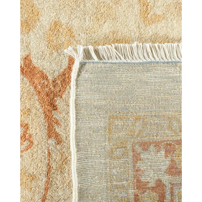 Ivory Hand-Knotted Wool Rectangular Area Rug 12' 4" x 17' 6"