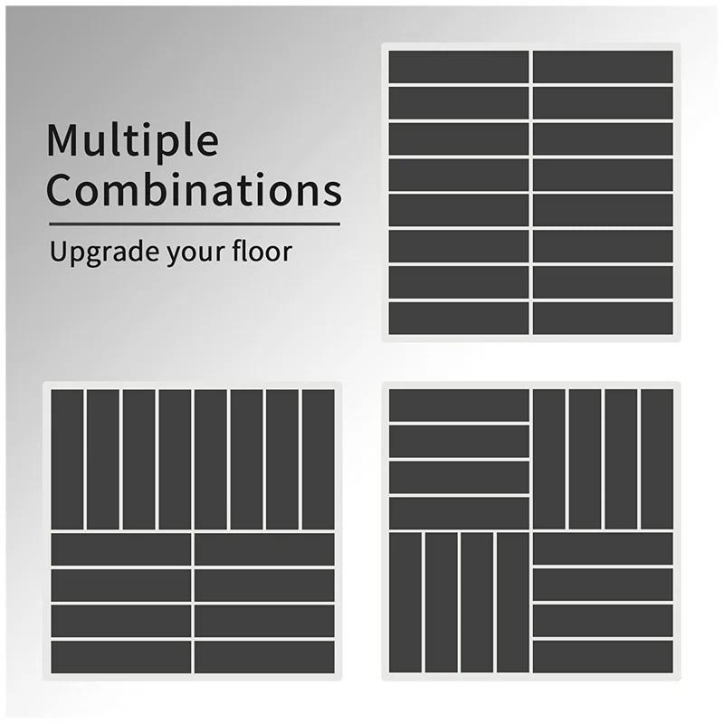 GROUPES Patio Interlocking Deck Tiles, 12"X12" Square Composite Decking Tiles, Four Slat Plastic Outdoor Flooring Tile All Weather For Balcony Porch Backyard, (Pack Of 9)