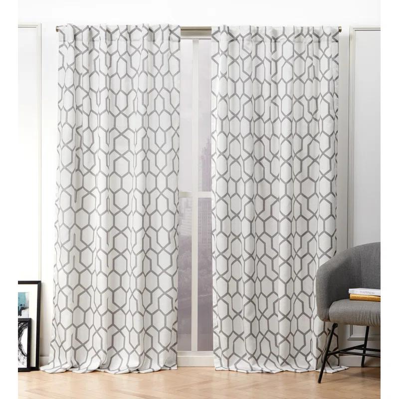 Nicole Miller Nicole Miller Hexa Geometric Print Hidden Tab/Rod Pocket Top Light Filtering Curtain Panel Pair (Set of 2)