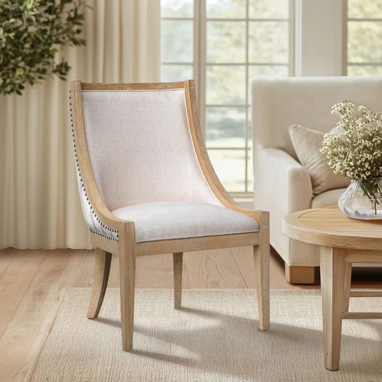 Martha Stewart Martha Stewart Elmcrest Wood Upholstered  Dining Chair with Nailhead Trim