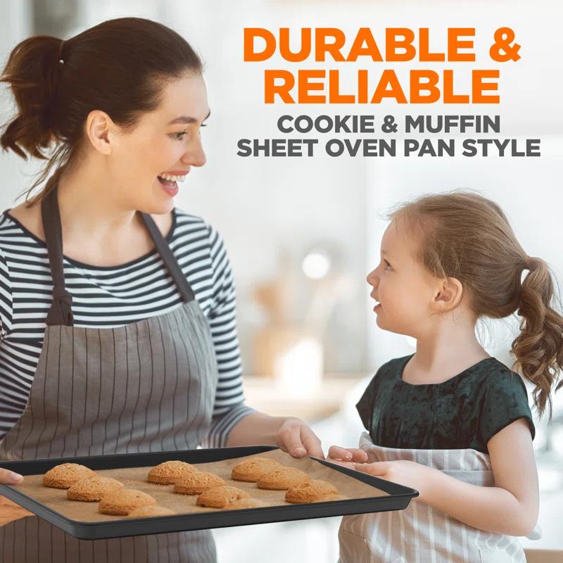 NutriChef 8-Piece Nonstick Stackable Bakeware Set - Pfoa, Pfos, Ptfe Free Baking Tray Set W/ Non-Stick Coating, 450°F Oven Safe, Round Cake, Loaf, Muffin, Wide/Square Pans, Cookie Sheet