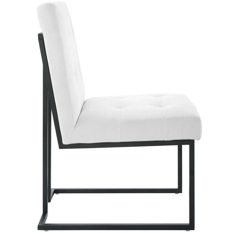Privy Black Stainless Steel Upholstered Fabric Dining Chair by Modway