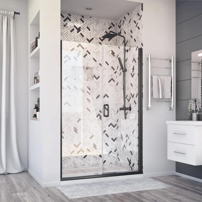 Distinctive Elite 43.06" W x 71.38" H Hinged Semi-Frameless Shower Door