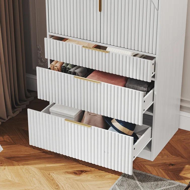 Ebern Designs 2 DoorsArmoire WardrobeWith Three Large Drawers And Hidden Storage | Wayfair