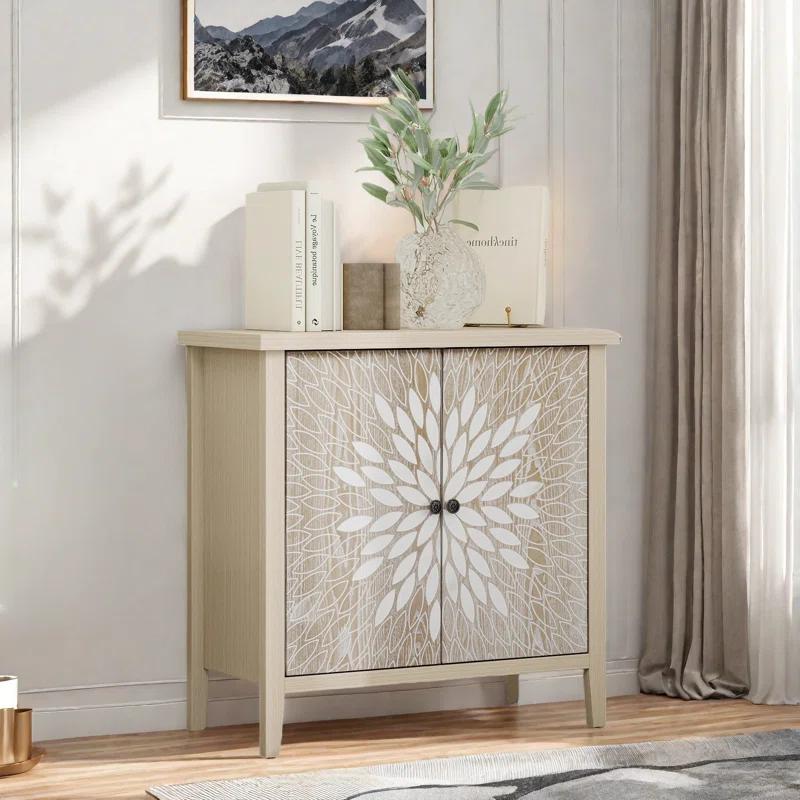 Alcott Hill® 2-door Accent Cabinet With An Adjustable Shelf And Exquisite Creative Carving