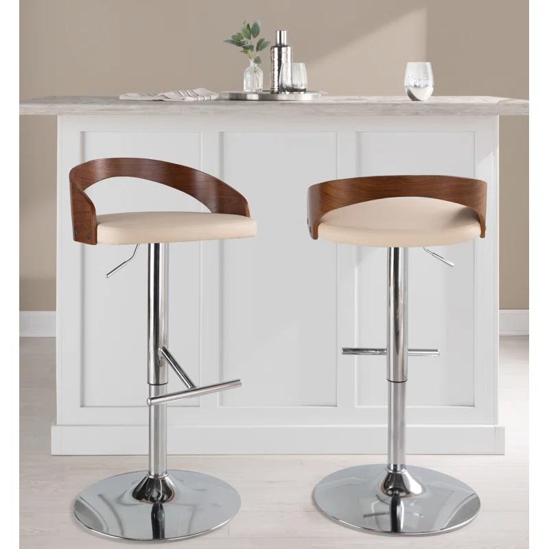 Grotto Swivel Upholstered Adjustable Height Counter Stool with Metal Frame (Set of 2)
