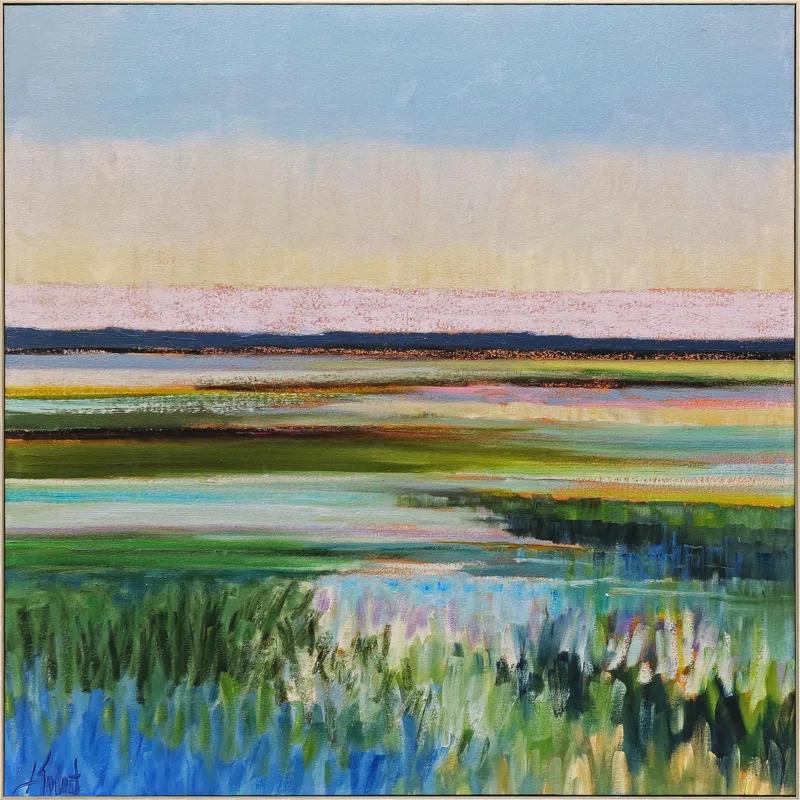 HomeRoots Tidal Waters Gold Framed Print Wall Art