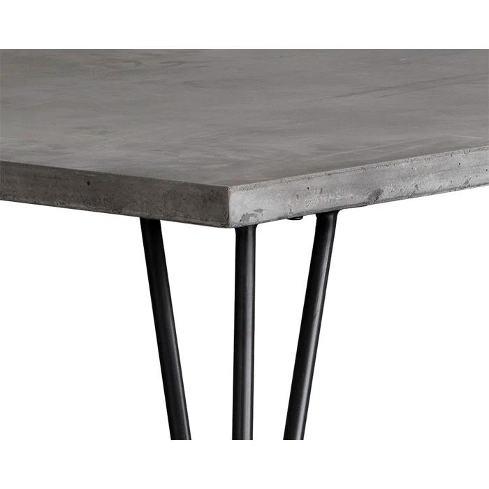 Gray Concrete Top Rectangular Dining Table with Brass Feet