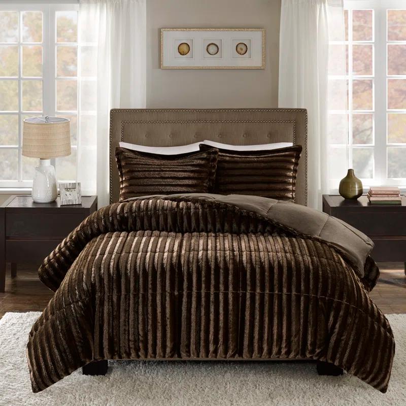 Madison Park Faux Fur 3 Piece Comforter Set