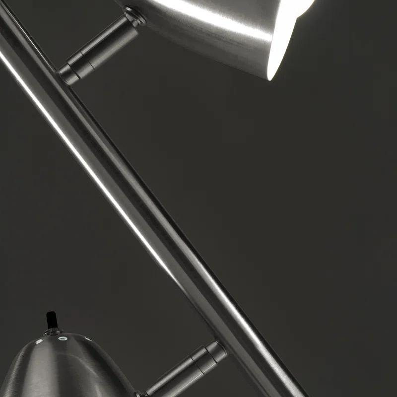 Brightech Jacob 64" Modern 3-Light Adjustable LED Floor Lamp with Silver Finish and Metal Cone Shades, Bulbs Included