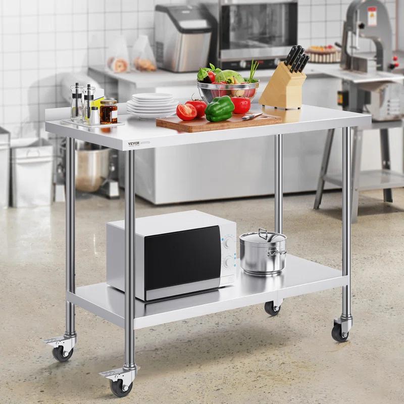 VEVOR VEVOR Stainless Steel 24'' W x 40'' H Adjustable Portable Work Table