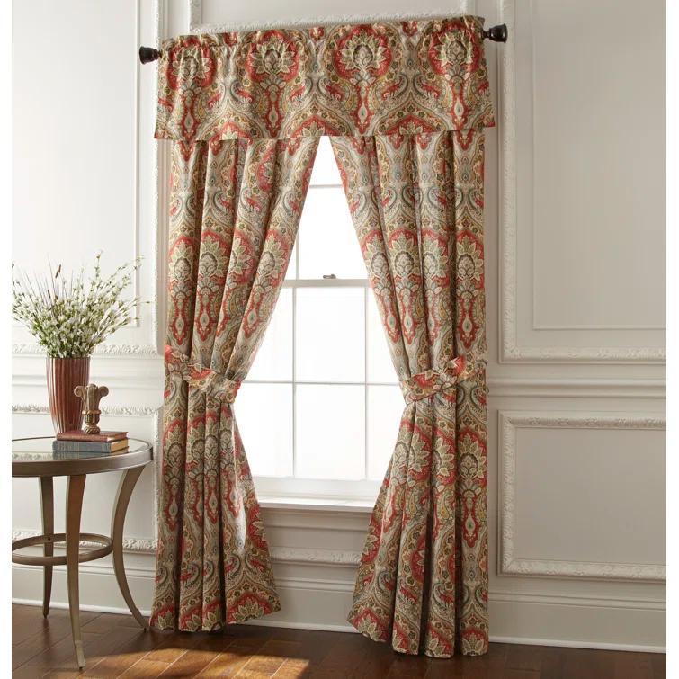 Rose Tree Harrogate Paisley Ruffled 80'' W Window Valance in