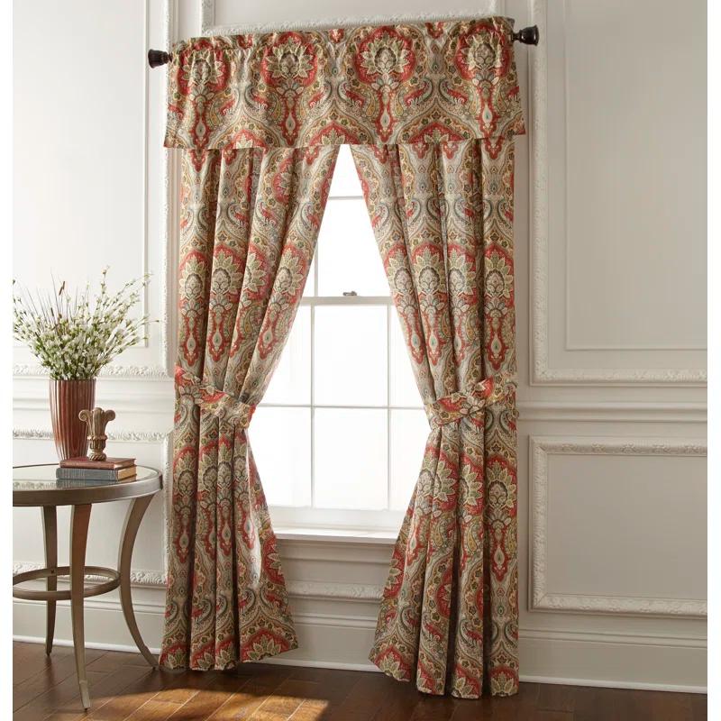 Rose Tree Harrogate Paisley Ruffled 80'' W Window Valance in